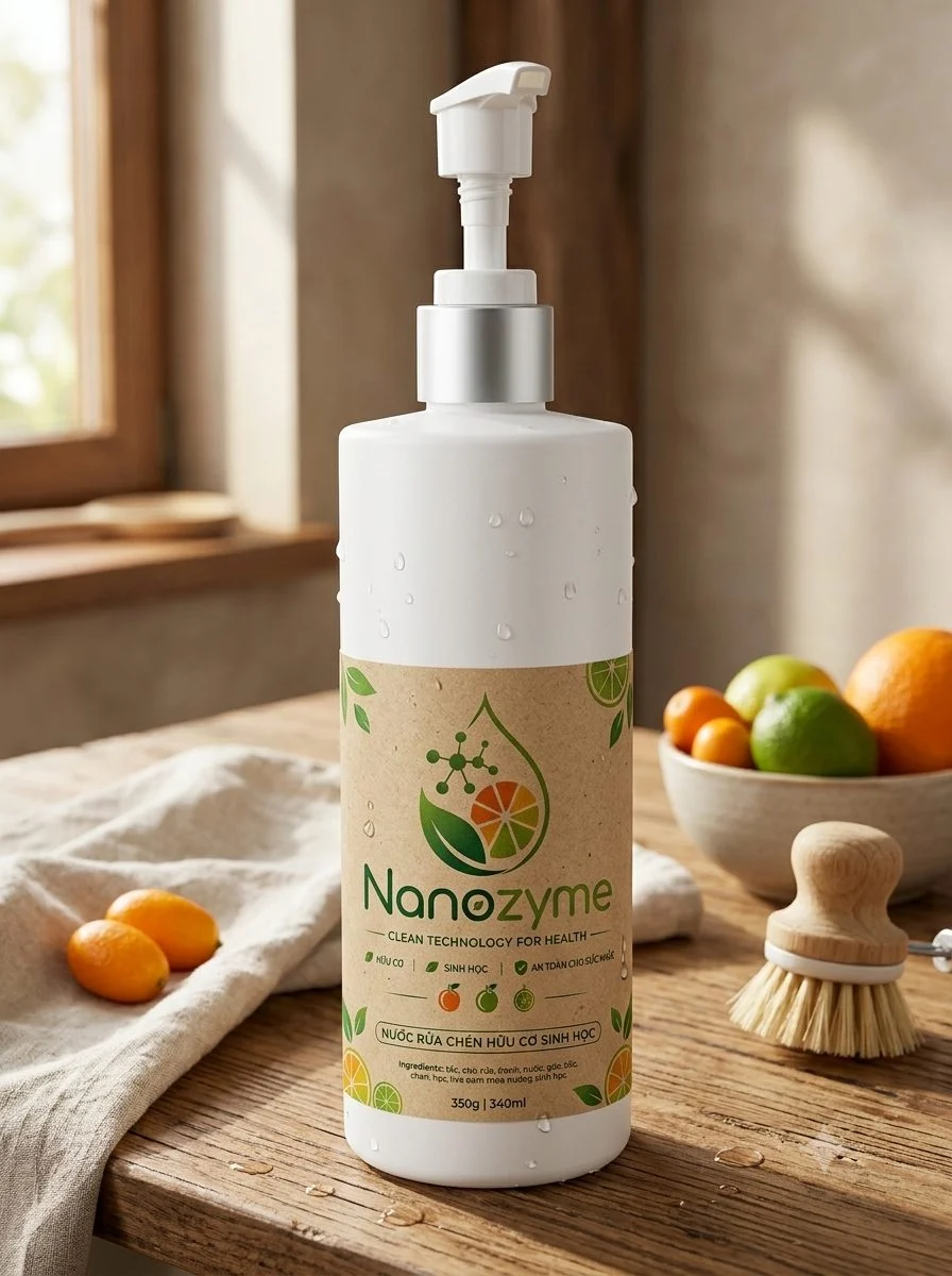 Nhãn giấy kraft bên bàn chải rửa