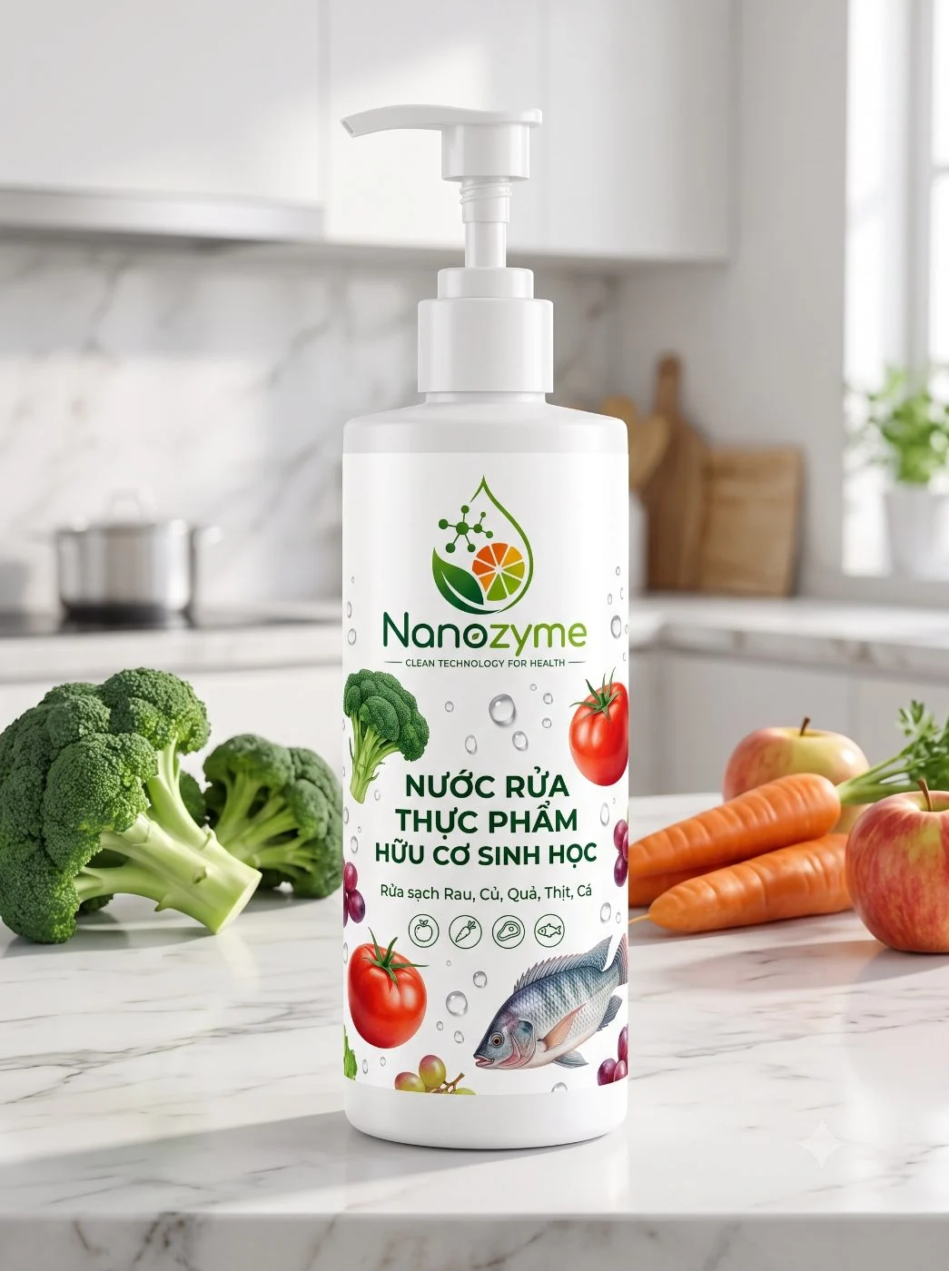Nanozyme nước rửa thực phẩm hữu cơ sinh học